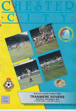 Chester v Tranmere Rovers Match Programme 1991-03-23